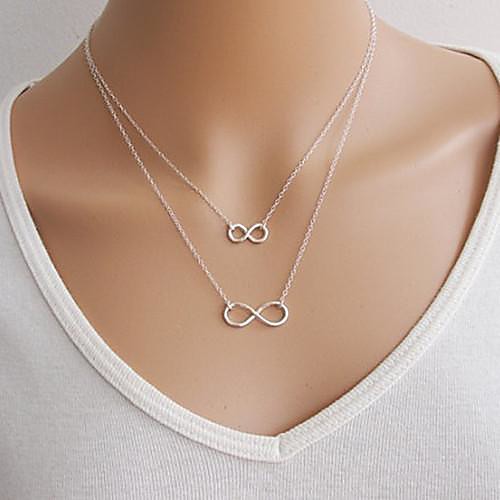 

Women's Pendant Necklace Layered Necklace Lariat Floating Mother Daughter Infinity Ladies European Double-layer Fashion Alloy Gold Silver Necklace Jewelry 1pc For Special Occasion Birthday Gift