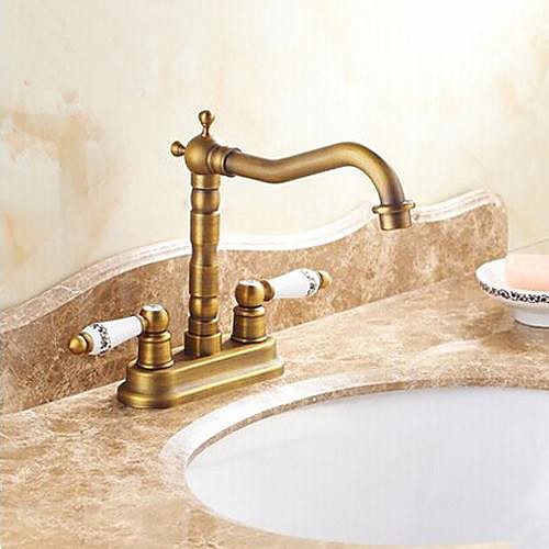 Bathroom Sink Faucet - Centerset Antique Brass Centerset Two Holes / Two Handles Two HolesBath Taps
Bathroom Sink Faucet - Centerset Antique Brass Centerset Two Holes / Two Handles Two HolesBath Taps