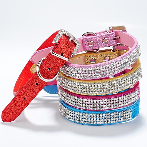 

New Material Glossy Rhinestone Collar for Dogs and Pets(assorted colours ,size)