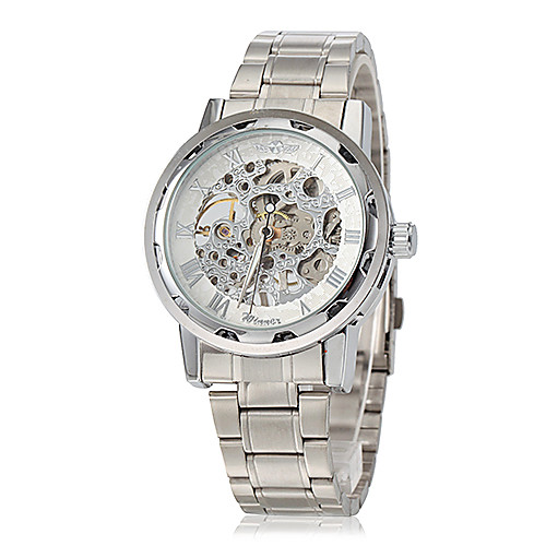 WINNER Men's Mechanical Watch Mechanical manual-winding Stainless Steel Silver Hollow Engraving Analog Charm - Rose Gold White Blue
WINNER Men's Mechanical Watch Mechanical manual-winding Stainless Steel Silver Hollow Engraving Analog Charm - Rose Gold White Blue