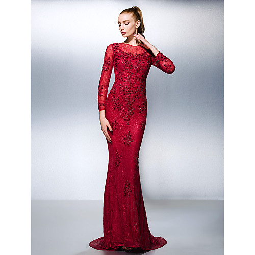 Mermaid / Trumpet See Through Beaded & Sequin Prom Formal Evening Dress Illusion Neck 3/4 Length Sleeve Sweep / Brush Train Beaded Lace with Appliques 2021
Mermaid / Trumpet See Through Beaded & Sequin Prom Formal Evening Dress Illusion Neck 3/4 Length Sleeve Sweep / Brush Train Beaded Lace with Appliques 2021