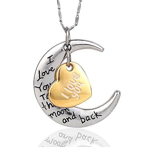 Women's Pendant Necklace Engraved Moon Heart Crescent Moon i love you to the moon and back Ladies Personalized Silver Plated Gold Plated Silver Gold / Silver Necklace Jewelry For Party Birthday Gift
Women's Pendant Necklace Engraved Moon Heart Crescent Moon i love you to the moon and back Ladies Personalized Silver Plated Gold Plated Silver Gold / Silver Necklace Jewelry For Party Birthday Gift