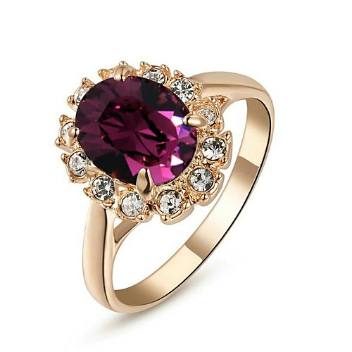 

Statement Ring Crystal Oval Cut Purple Crystal Gold Plated Cocktail Ring Ladies Fashion 6 7 8 9 / Women's / Amethyst / Cubic Zirconia / Zircon