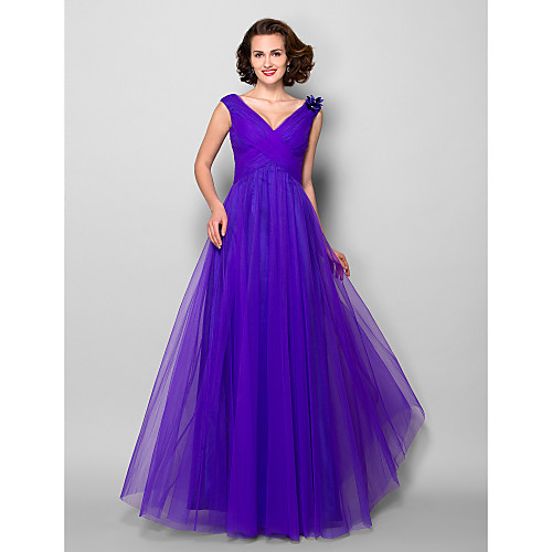 A-Line Mother of the Bride Dress Open Back V Neck Floor Length Tulle Sleeveless with Criss Cross Ruched Side Draping 2021
A-Line Mother of the Bride Dress Open Back V Neck Floor Length Tulle Sleeveless with Criss Cross Ruched Side Draping 2021