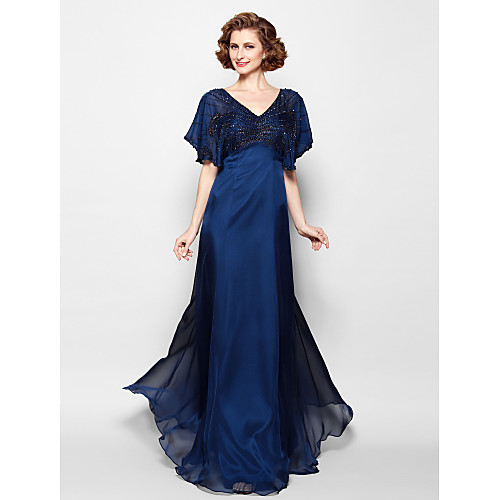 A-Line Mother of the Bride Dress Sparkle & Shine V Neck Floor Length Chiffon Short Sleeve with Beading 2021
A-Line Mother of the Bride Dress Sparkle & Shine V Neck Floor Length Chiffon Short Sleeve with Beading 2021