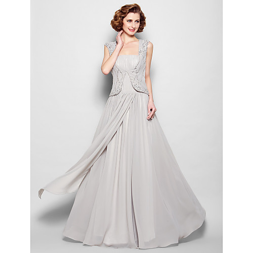 A-Line Mother of the Bride Dress Vintage Inspired Square Neck Floor Length Chiffon Sleeveless with Beading Draping 2021
A-Line Mother of the Bride Dress Vintage Inspired Square Neck Floor Length Chiffon Sleeveless with Beading Draping 2021