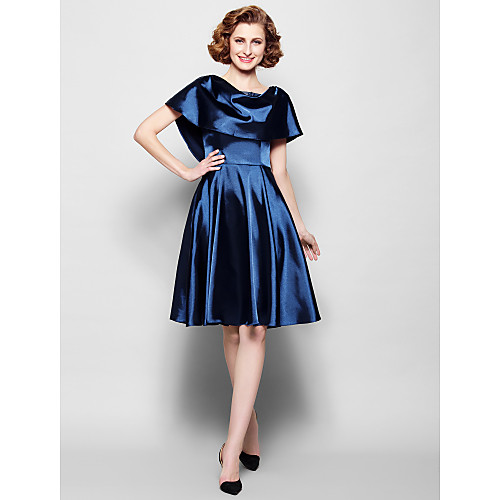A-Line Mother of the Bride Dress Cowl Neck Knee Length Lace Stretch Satin Short Sleeve with Beading Appliques 2021
A-Line Mother of the Bride Dress Cowl Neck Knee Length Lace Stretch Satin Short Sleeve with Beading Appliques 2021