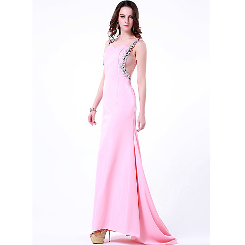 Sheath / Column Formal Evening Dress Jewel Neck Sweep / Brush Train Chiffon with Beading 2021
Sheath / Column Formal Evening Dress Jewel Neck Sweep / Brush Train Chiffon with Beading 2021
