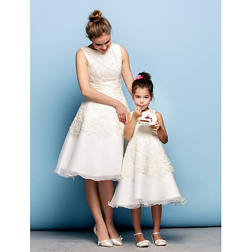 A-Line Knee Length Party / Cocktail Party / Prom Flower Girl Dresses - Lace / Organza Sleeveless Jewel Neck with Lace / Mini Me
A-Line Knee Length Party / Cocktail Party / Prom Flower Girl Dresses - Lace / Organza Sleeveless Jewel Neck with Lace / Mini Me