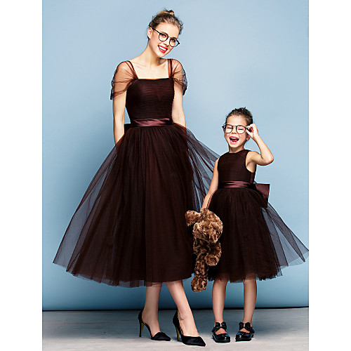 Princess Tea Length Party / Prom / Formal Evening Flower Girl Dresses - Tulle Short Sleeve Square Neck with Bow(s) / Ruched / Elegant
Princess Tea Length Party / Prom / Formal Evening Flower Girl Dresses - Tulle Short Sleeve Square Neck with Bow(s) / Ruched / Elegant