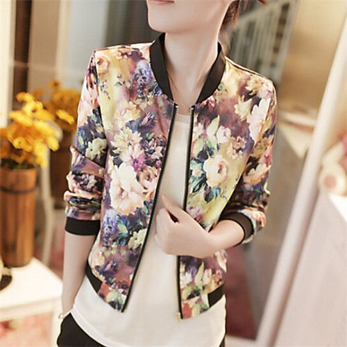 Women's Floral Print Fall Jacket Short Weekend Half Sleeve Polyester Coat Tops Screen Color
Women's Floral Print Fall Jacket Short Weekend Half Sleeve Polyester Coat Tops Screen Color