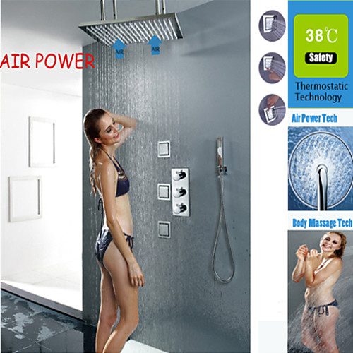 Shower Faucet Set - Handshower Included Thermostatic Rain Shower Contemporary Chrome Ceiling Mounted Brass Valve Bath Shower Mixer Taps
Shower Faucet Set - Handshower Included Thermostatic Rain Shower Contemporary Chrome Ceiling Mounted Brass Valve Bath Shower Mixer Taps