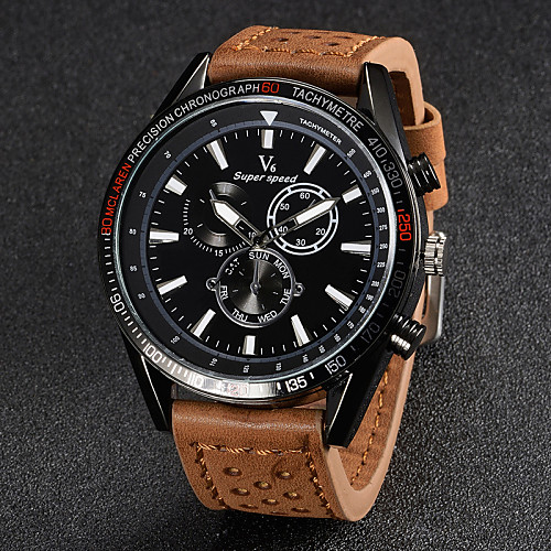 

V6 Men's Wrist Watch Aviation Watch Quartz Japanese Quartz Leather Black / Brown / Khaki Casual Watch Analog Charm - Black Brown Khaki Two Years Battery Life / Mitsubishi LR626