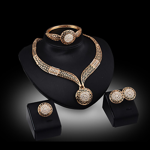 Women's Cubic Zirconia Gold Plated Alloy Circle Geometric Cute Party Bangle Bracelet Earrings Necklaces Ring Costume Jewelry
Women's Cubic Zirconia Gold Plated Alloy Circle Geometric Cute Party Bangle Bracelet Earrings Necklaces Ring Costume Jewelry