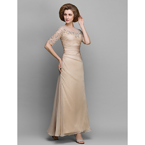 A-Line Mother of the Bride Dress Vintage Inspired Jewel Neck Ankle Length Chiffon Half Sleeve with Ruched Beading 2021
A-Line Mother of the Bride Dress Vintage Inspired Jewel Neck Ankle Length Chiffon Half Sleeve with Ruched Beading 2021