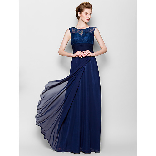 Sheath / Column Mother of the Bride Dress See Through Scoop Neck Floor Length Chiffon Lace Sleeveless with Lace 2021
Sheath / Column Mother of the Bride Dress See Through Scoop Neck Floor Length Chiffon Lace Sleeveless with Lace 2021