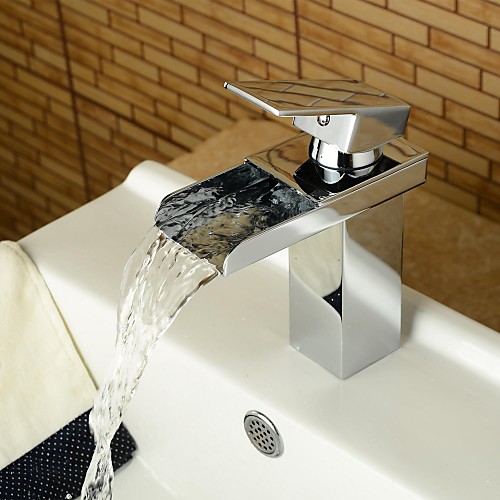 Single Handle One Hole Bathroom Sink Faucet Waterfall Chrome Centerset Bath Taps Brass Adjustable Cold/Hot Water
Single Handle One Hole Bathroom Sink Faucet Waterfall Chrome Centerset Bath Taps Brass Adjustable Cold/Hot Water