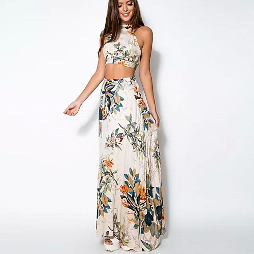 Women's Swing Dress Maxi long Dress White Sleeveless Floral Backless Print Summer Halter Neck Boho Cotton Boho Bohemia Beach S M L XL
Women's Swing Dress Maxi long Dress White Sleeveless Floral Backless Print Summer Halter Neck Boho Cotton Boho Bohemia Beach S M L XL