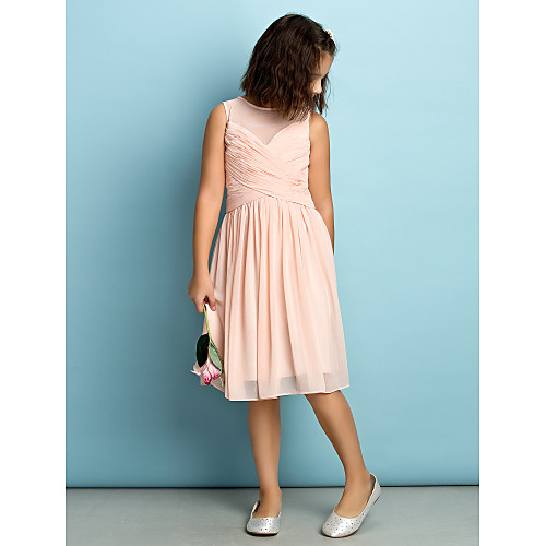 A-Line Jewel Neck Knee Length Chiffon Junior Bridesmaid Dress with Criss Cross / Natural / Mini Me
A-Line Jewel Neck Knee Length Chiffon Junior Bridesmaid Dress with Criss Cross / Natural / Mini Me