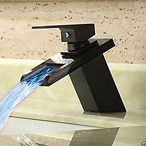 Simple Black Bathroom Sink Faucet - Waterfall Centerset With LED light One Hole / Single Handle One HoleBath Taps
Simple Black Bathroom Sink Faucet - Waterfall Centerset With LED light One Hole / Single Handle One HoleBath Taps