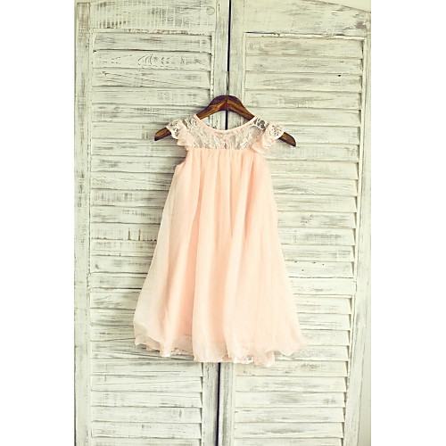 A-Line Tea Length Holiday Flower Girl Dresses - Chiffon / Lace Sleeveless Jewel Neck with Lace / Pleats
A-Line Tea Length Holiday Flower Girl Dresses - Chiffon / Lace Sleeveless Jewel Neck with Lace / Pleats