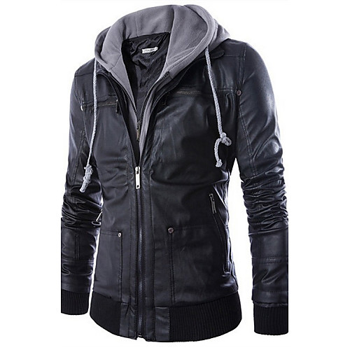Men's Daily Punk & Gothic Fall / Winter Regular Jacket, Solid Colored Hooded Long Sleeve Faux Leather Black / Slim
Men's Daily Punk & Gothic Fall / Winter Regular Jacket, Solid Colored Hooded Long Sleeve Faux Leather Black / Slim