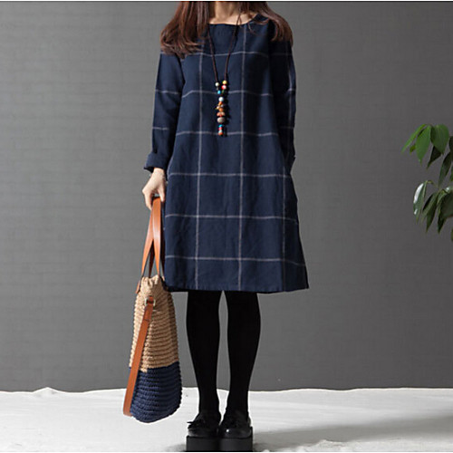 Women's Loose Short Mini Dress Navy Blue Long Sleeve Patchwork Split Fall Round Neck M L XL XXL 3XL 4XL / Plus Size
Women's Loose Short Mini Dress Navy Blue Long Sleeve Patchwork Split Fall Round Neck M L XL XXL 3XL 4XL / Plus Size