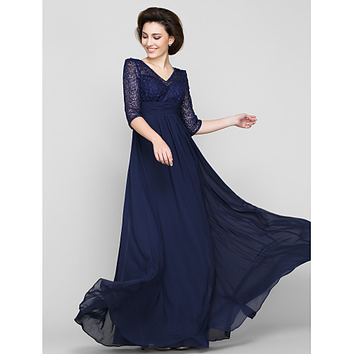 A-Line Mother of the Bride Dress Open Back V Neck Ankle Length Chiffon Beaded Lace Half Sleeve with Lace Ruched 2021
A-Line Mother of the Bride Dress Open Back V Neck Ankle Length Chiffon Beaded Lace Half Sleeve with Lace Ruched 2021
