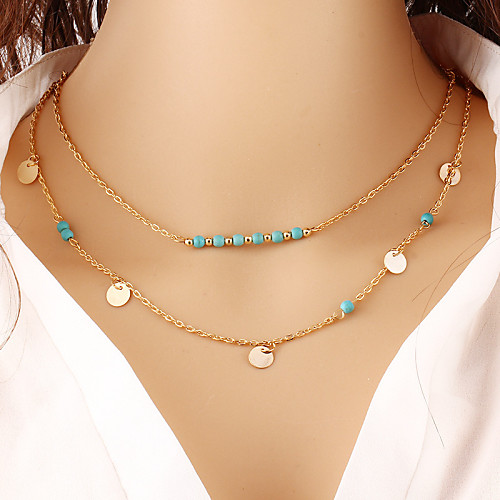 Women's Turquoise Necklace Layered Double Ladies Casual Vintage Fashion Brass Turquoise Gold Silver Necklace Jewelry For Special Occasion Birthday Gift
Women's Turquoise Necklace Layered Double Ladies Casual Vintage Fashion Brass Turquoise Gold Silver Necklace Jewelry For Special Occasion Birthday Gift