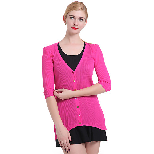 Women's Basic Solid Colored Cardigan Sweater Cardigans V Neck Spring Fall Fuchsia Blue
Women's Basic Solid Colored Cardigan Sweater Cardigans V Neck Spring Fall Fuchsia Blue