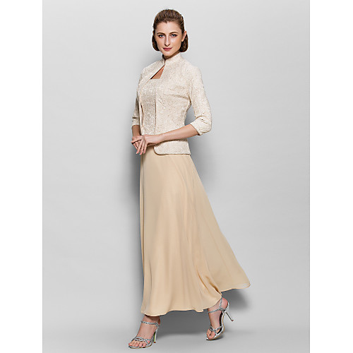 A-Line Mother of the Bride Dress Convertible Dress Square Neck Ankle Length Chiffon Corded Lace 3/4 Length Sleeve with Lace 2021
A-Line Mother of the Bride Dress Convertible Dress Square Neck Ankle Length Chiffon Corded Lace 3/4 Length Sleeve with Lace 2021