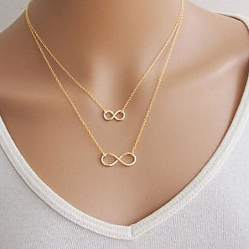 

Women's Pendant Necklace Double Floating Mother Daughter Infinity Ladies Basic Double-layer Alloy Golden Silver Necklace Jewelry For Party Daily Casual