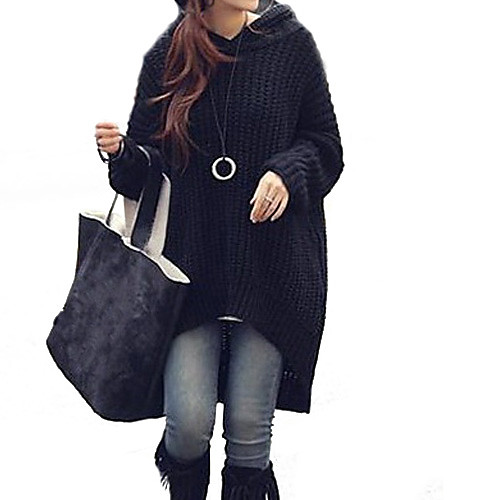 Women's Casual Solid Colored Pullover Long Sleeve Long Sweater Cardigans Hooded All Seasons Black Khaki
Women's Casual Solid Colored Pullover Long Sleeve Long Sweater Cardigans Hooded All Seasons Black Khaki