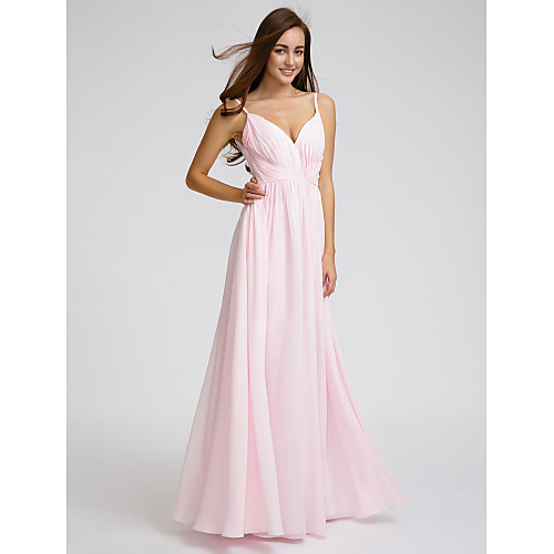 A-Line V Neck / Spaghetti Strap Floor Length Chiffon Bridesmaid Dress with Criss Cross / Side Draping
A-Line V Neck / Spaghetti Strap Floor Length Chiffon Bridesmaid Dress with Criss Cross / Side Draping