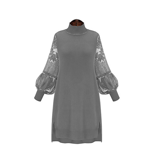 Women's Sheath Dress Short Mini Dress Wine Black Gray Long Sleeve Solid Colored Fall Spring Stand Collar Streetwear Lantern Sleeve Cotton Lace XL XXL 3XL 4XL 5XL / Plus Size
Women's Sheath Dress Short Mini Dress Wine Black Gray Long Sleeve Solid Colored Fall Spring Stand Collar Streetwear Lantern Sleeve Cotton Lace XL XXL 3XL 4XL 5XL / Plus Size