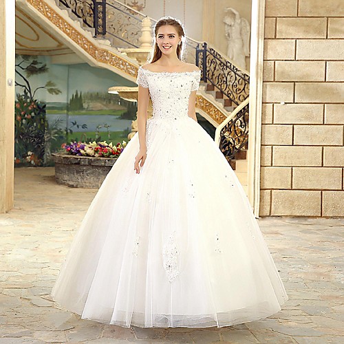 Ball Gown Wedding Dresses Off Shoulder Floor Length Lace Over Tulle Short Sleeve Casual Vintage Plus Size with Beading Appliques 2021
Ball Gown Wedding Dresses Off Shoulder Floor Length Lace Over Tulle Short Sleeve Casual Vintage Plus Size with Beading Appliques 2021