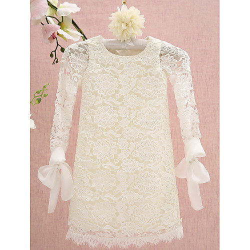 Sheath / Column Knee Length Holiday Flower Girl Dresses - Lace Long Sleeve Jewel Neck with Lace
Sheath / Column Knee Length Holiday Flower Girl Dresses - Lace Long Sleeve Jewel Neck with Lace