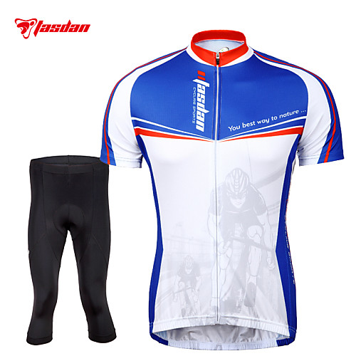 TASDAN Men's Short Sleeve Cycling Jersey with Tights Blue and White Bike Shorts Jersey Tights Breathable 3D Pad Quick Dry Reflective Strips Back Pocket Sports Mountain Bike MTB Road Bike Cycling
TASDAN Men's Short Sleeve Cycling Jersey with Tights Blue and White Bike Shorts Jersey Tights Breathable 3D Pad Quick Dry Reflective Strips Back Pocket Sports Mountain Bike MTB Road Bike Cycling