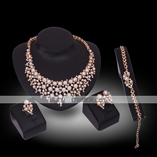 Women's Pearl Synthetic Diamond Jewelry Set Ladies Luxury 18K Gold Plated Pearl Gold Plated Earrings Jewelry White For Wedding Party / Imitation Diamond
Women's Pearl Synthetic Diamond Jewelry Set Ladies Luxury 18K Gold Plated Pearl Gold Plated Earrings Jewelry White For Wedding Party / Imitation Diamond