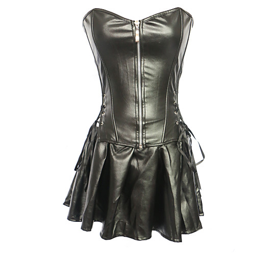 

Women's Zipper Plus Size / Corset Dresses / Bandage - Solid Colored, Lace up / Zipper Black S M L
