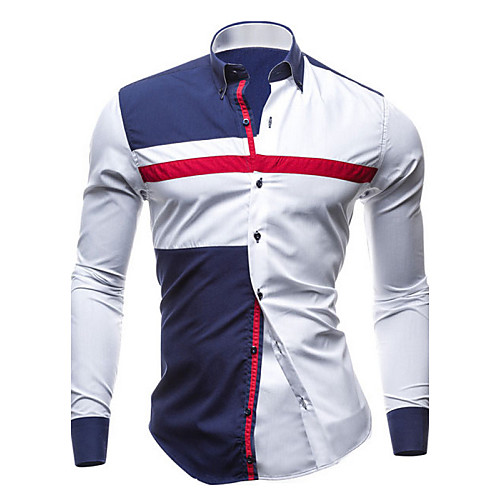 Men's Shirt Color Block Plus Size Patchwork Long Sleeve Daily Tops White Navy Blue 
Men's Shirt Color Block Plus Size Patchwork Long Sleeve Daily Tops White Navy Blue