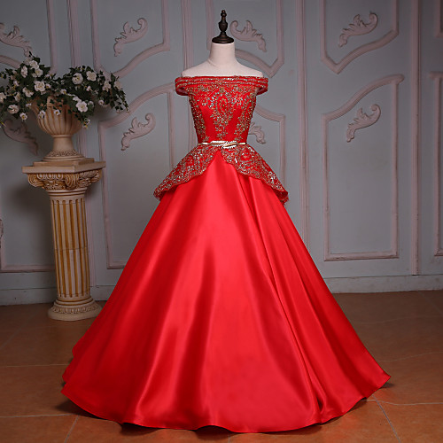 Princess Wedding Dresses Off Shoulder Floor Length Satin Tulle Sequined Short Sleeve Wedding Dress in Color with Pearl Lace Sash / Ribbon 2021
Princess Wedding Dresses Off Shoulder Floor Length Satin Tulle Sequined Short Sleeve Wedding Dress in Color with Pearl Lace Sash / Ribbon 2021