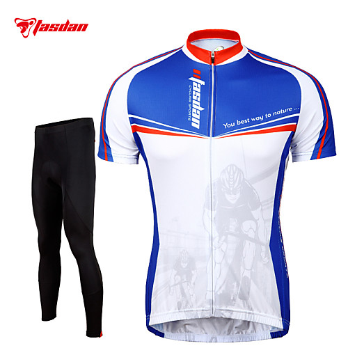 TASDAN Men's Short Sleeve Cycling Jersey with Tights Summer Nylon Polyester Blue and White Bike Pants / Trousers Jersey Tights Breathable 3D Pad Quick Dry Reflective Strips Back Pocket Sports
TASDAN Men's Short Sleeve Cycling Jersey with Tights Summer Nylon Polyester Blue and White Bike Pants / Trousers Jersey Tights Breathable 3D Pad Quick Dry Reflective Strips Back Pocket Sports