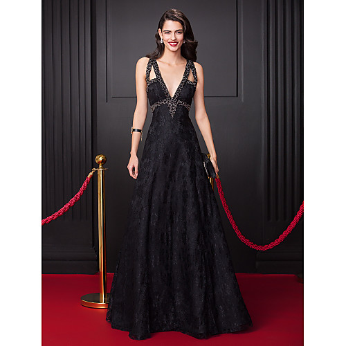 A-Line Elegant Prom Formal Evening Dress V Neck Sleeveless Floor Length All Over Lace with Beading 2021
A-Line Elegant Prom Formal Evening Dress V Neck Sleeveless Floor Length All Over Lace with Beading 2021