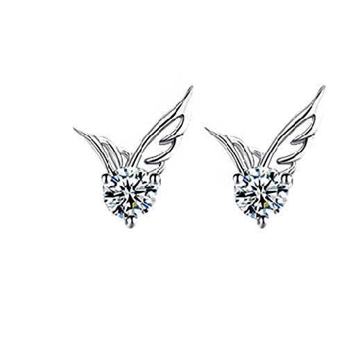 

Women's Crystal Stud Earrings Wings Angel Wings Ladies Fashion bridesmaid Cute Silver Plated Earrings Jewelry Silver For Wedding Party Casual Daily Masquerade Engagement Party