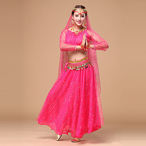 Belly Dance Outfits Women's Performance Chiffon Sequin Long Sleeve Natural Top / Skirt / Belt
Belly Dance Outfits Women's Performance Chiffon Sequin Long Sleeve Natural Top / Skirt / Belt