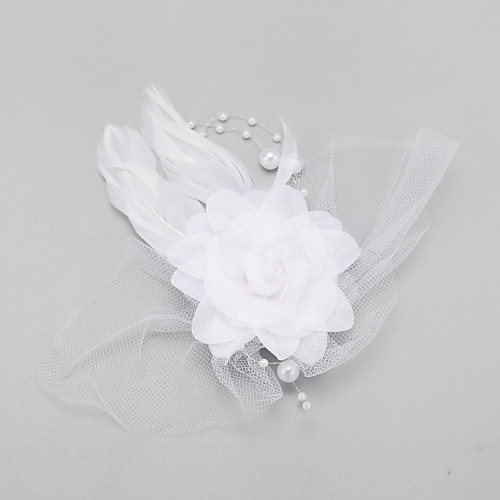 

Women's Flower Girl's Feather Imitation Pearl Chiffon Headpiece-Wedding Special Occasion Fascinators 1 Piece