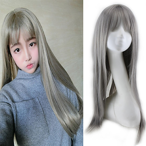 Synthetic Wig Straight Straight With Bangs Wig Grey Synthetic Hair Women's Gray
Synthetic Wig Straight Straight With Bangs Wig Grey Synthetic Hair Women's Gray
