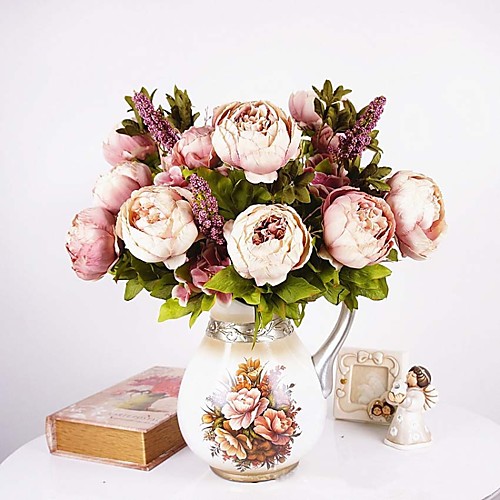 

Silk European Style Bouquet Tabletop Flower Bouquet 1 branch with 6 flowers