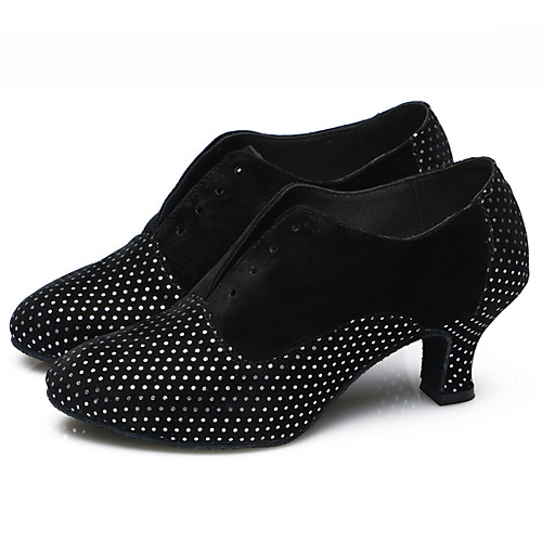Women's Modern Shoes Ballroom Shoes Heel Sneaker Sparkling Glitter Ruched Cuban Heel Black Purple Lace-up
Women's Modern Shoes Ballroom Shoes Heel Sneaker Sparkling Glitter Ruched Cuban Heel Black Purple Lace-up